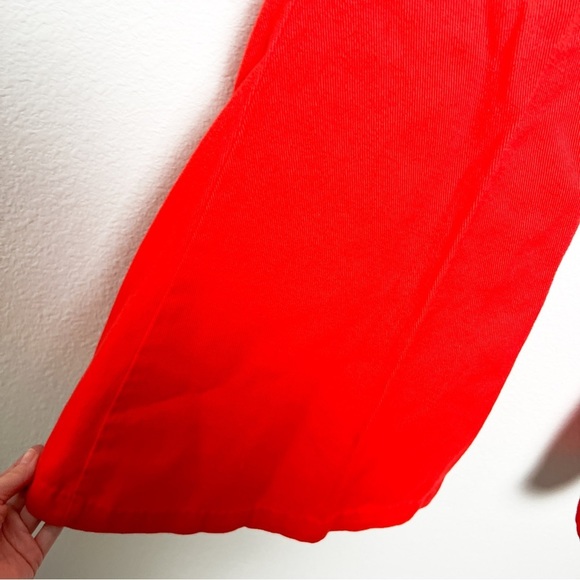 Vintage 70s red denim low rise wide leg flare disco retro bell bottom jeans 30 - Picture 3 of 10
